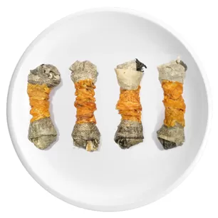 Os noués en peau de morue au poulet