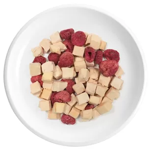 Cubes de poulet et framboise FD