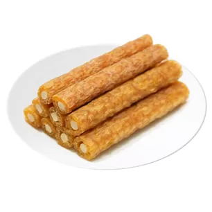 Bâtonnets soufflés fourrés double couche saveur cacahuète